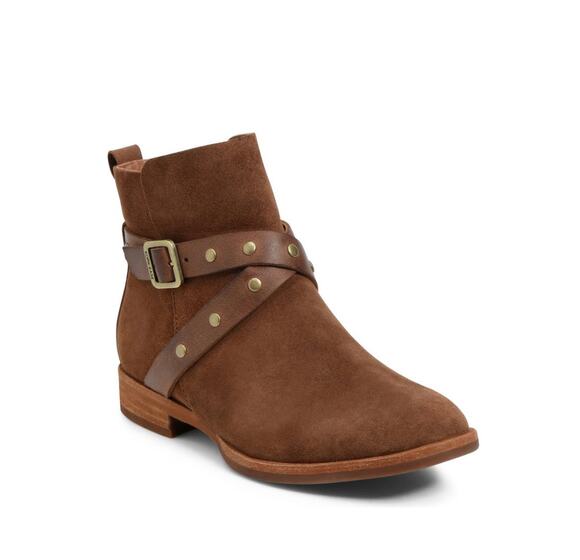 Kork Ease Shoes - Kork Ease Women's Brown Studded Leather Buckle Bootie Size 8 and 8.5 New